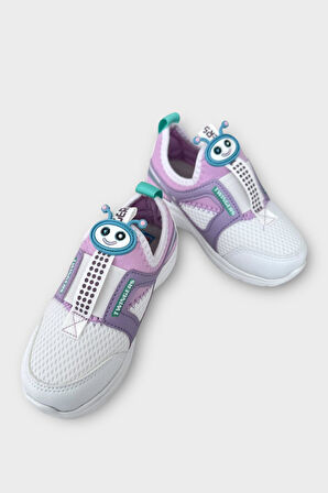 Çocuk Airfile Hafif Taban Kreş Ev Okul Spor Ayakkabı BEYAZ - LİLA