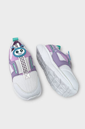 Çocuk Airfile Hafif Taban Kreş Ev Okul Spor Ayakkabı BEYAZ - LİLA