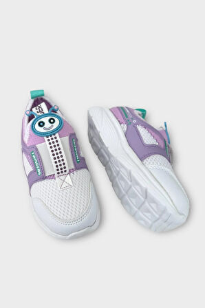 Çocuk Airfile Hafif Taban Kreş Ev Okul Spor Ayakkabı BEYAZ - LİLA