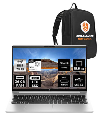 HP ProBook 450 G10 i7 1355U 36GB RAM 1TB SSD 15.6'' FHD FDOS Dizüstü Bilgisayar & PER4 ÇANTA