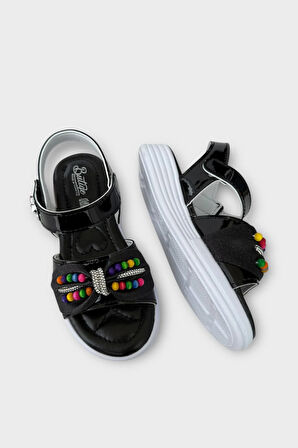 Kız Çocuk Yazlık Düğün Tören Şık Sandalet Ayakkabı SİYAH