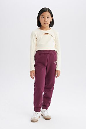 DeFacto 	Kız Çocuk Standart Fit Beli Paçası Lastikli Baskılı Jogger Eşofman Altı D2295A824WNBR306