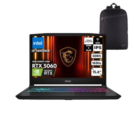MSI KATANA 15 HX i9-14900HX 48 -GBDDR5 2 TBSSD RTX5060(8GB-GDDR7-115W) 15.6" 2K QHD 165Hz Windows 10 Pro B14WFK-450XTRHMF43