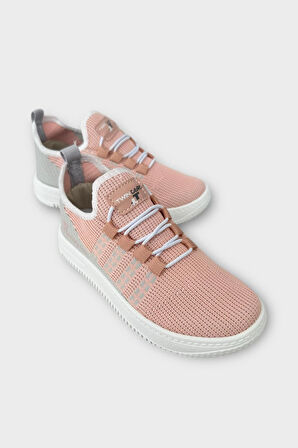 Çocuk Triko Akıllı Bağcık Aqua Spor Ayakkabı PUDRA