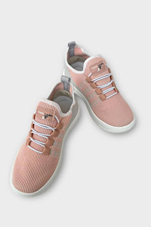 Çocuk Triko Akıllı Bağcık Aqua Spor Ayakkabı PUDRA