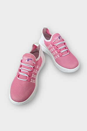 Çocuk Triko Akıllı Bağcık Aqua Spor Ayakkabı PEMBE