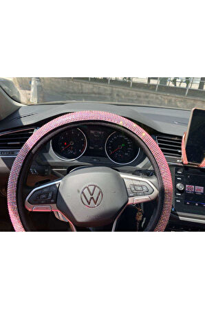 Peugeot Marka araçlara Uygun Pembe Taşlı Direksiyon Kılıfı