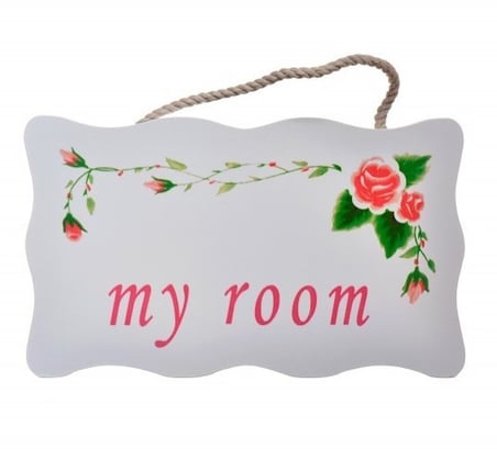 BY NEVSER® Decotown My Room Benim Odam Dekoratif Çiçek Desenli Kapı Askısı