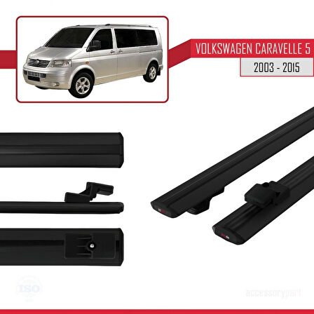 Volkswagen T5 Caravelle 2003-2015 Arası ile Uyumlu BASIC Model Ara Atkı Tavan Barı Siyah 2 Adet