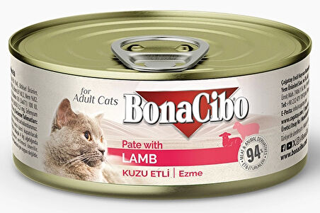 BonaCibo Ezme Kuzu Etli Yetişkin Yaş Kedi Maması 85gr