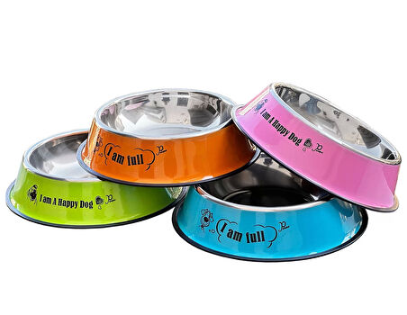 Kedi Köpek Çelik Renkli Metal Mama Su Kabı 34Cm Hb1028