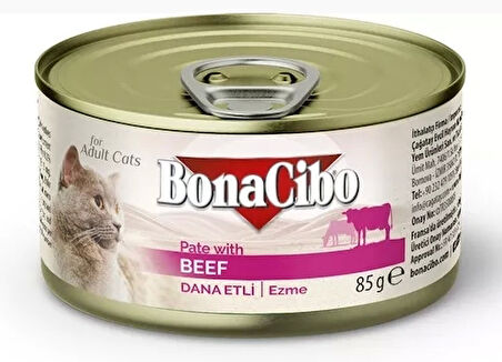 BonaCibo Ezme Dana Etli Yetişkin Yaş Kedi Maması 85gr