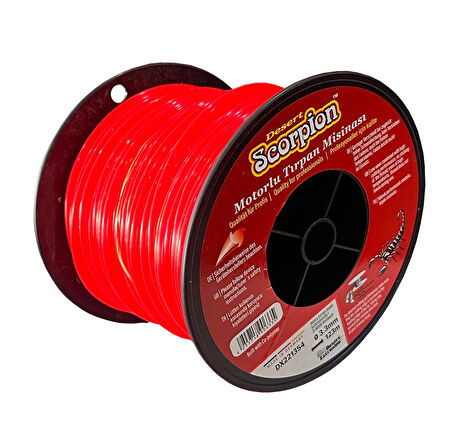 Scorpion Akrep Motorlu Tırpan Misinası 3.30 mm 123 Metre 3 Köşe Kırmızı