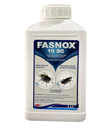 Fasnox 10 SC Kokusuz Haşere Öldürücü Karasinek Hamam Böceği Haşere İlacı 1lt