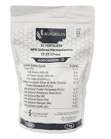 Agrobigen-D Npk Gübresi Harmanlanmış 17-17-17+Me 1Kg