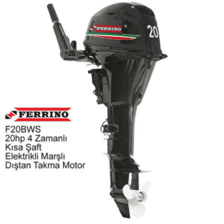 Ferrino 20hp 4 Zamanlı Kısa Şaft Elektrikli Marşlı Dıştan Takma Motor