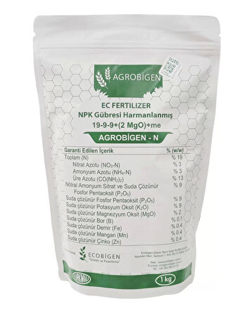 Agrobigen-N Npk Gübresi Harmanlanmış 19-9-9+(2Mgo)+Me 1Kg