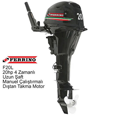 Ferrino 20hp 4 Zamanlı Uzun Şaft Manuel Çalıştırmalı Dıştan Takma Motor