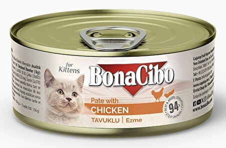 BonaCibo Ezme Tavuklu Yaş Yavru Kedi Maması 85gr
