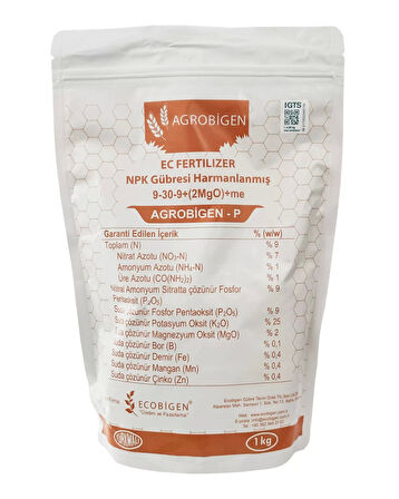 Agrobigen-P Npk Gübresi Harmanlanmış 9-30-9+(2Mgo)+Me 1Kg