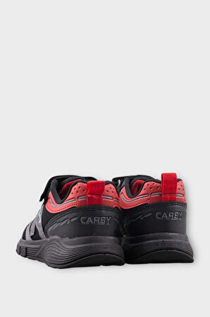 Çocuk Cırtlı Günlük Spor Ayakkabı SİYAH - KIRMIZI