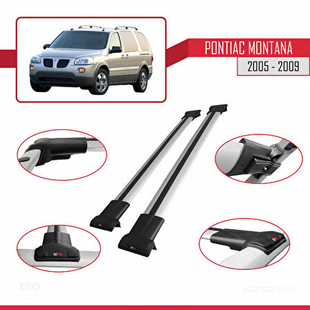 Pontiac Montana 2005-2009 Arası ile Uyumlu FLY Model Ara Atkı Tavan Barı Gri 2 Adet