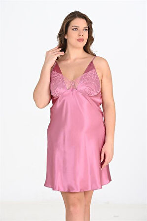 Aria's Closet Büyük Beden 2li Gülkurusu Sabahlık Takımı Bigsize 6204