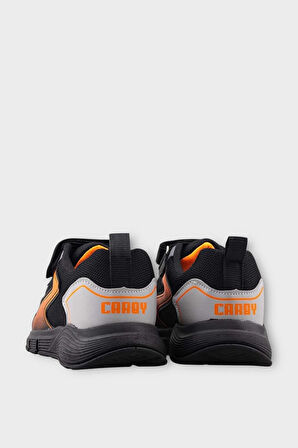 Çocuk Cırtlı Akıllı Bağcık Spor Ayakkabı SİYAH - TURUNCU