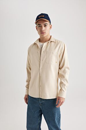 DeFacto Regular Fit Tensel Basic Düz Uzun Kollu Gömlek B3670AX24SPER235
