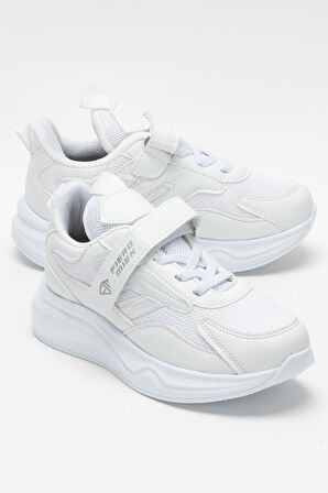 Çocuk Cırtlı Akıllı Bağcık Spor Ayakkabı BEYAZ