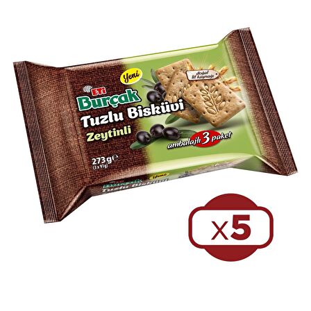 Eti Burçak Tuzlu Zeytinli Bisküvi 3x91 g x 5 Adet