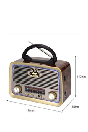 Nostaljik Radyo USB/SD/MP3/Bluetooth Işıklı Şarjlı Nostaljik Radyo