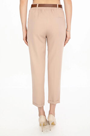 Belizzia BEL LASTİKLİ KEMERLİ DUBLE PAÇA KADIN PANTOLON