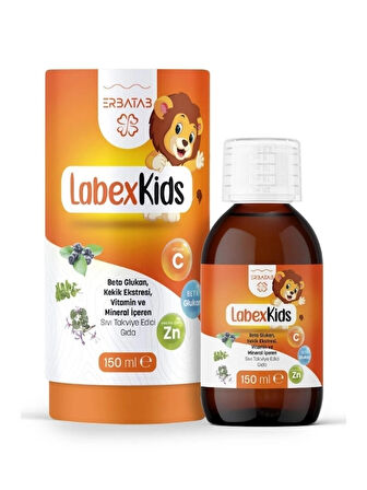 Erbatab Labex Kids Çinko Kekik Beta Glukan Karamürver Çocuk Multivitamin Şurup 150 ML