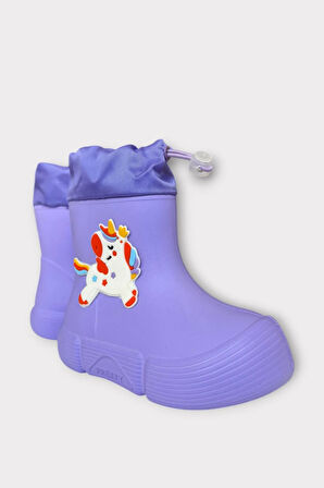 Çocuk Kışlık Su Geçirmez Yağmur Botu Lila