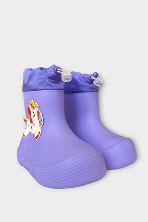 Çocuk Kışlık Su Geçirmez Yağmur Botu Lila