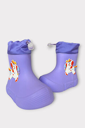 Çocuk Kışlık Su Geçirmez Yağmur Botu Lila