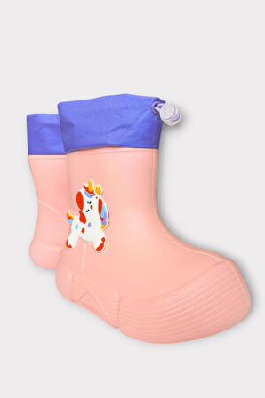 Çocuk Kışlık Su Geçirmez Yağmur Botu PUDRA