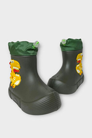 Çocuk Kışlık Su Geçirmez Yağmur Botu HAKİ