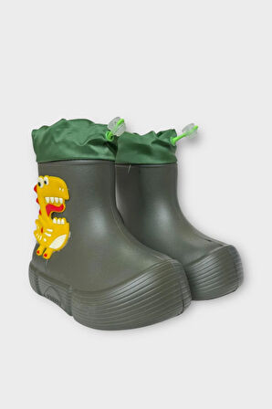 Çocuk Kışlık Su Geçirmez Yağmur Botu HAKİ