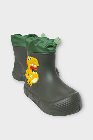 Çocuk Kışlık Su Geçirmez Yağmur Botu HAKİ