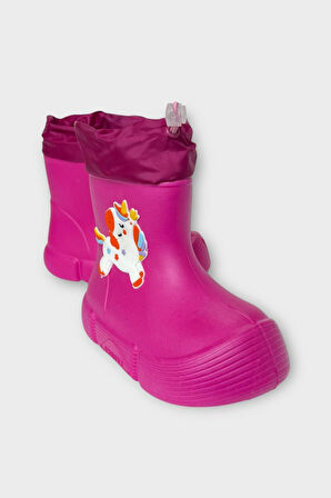 Çocuk Kışlık Su Geçirmez Yağmur Botu FUŞYA