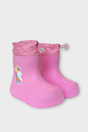 Çocuk Kışlık Su Geçirmez Yağmur Botu PEMBE