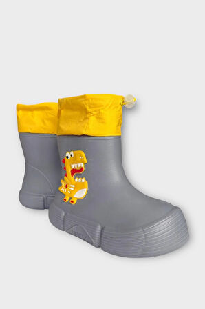 Çocuk Kışlık Su Geçirmez Yağmur Botu GRİ