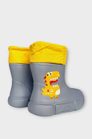 Çocuk Kışlık Su Geçirmez Yağmur Botu GRİ