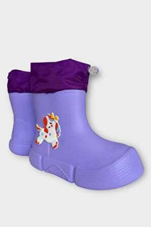 Çocuk Kışlık Su Geçirmez Yağmur Botu LİLA - MOR