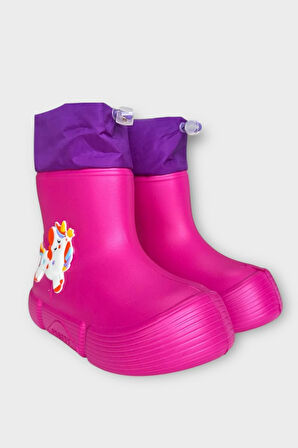 Çocuk Kışlık Su Geçirmez Yağmur Botu FUŞYA - MOR