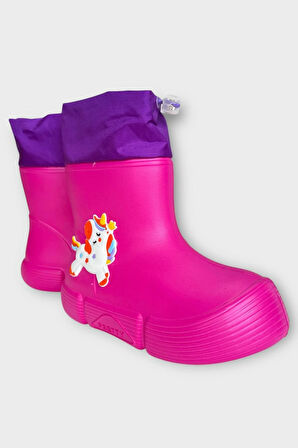 Çocuk Kışlık Su Geçirmez Yağmur Botu FUŞYA - MOR