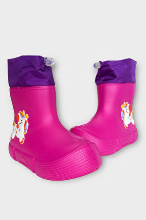 Çocuk Kışlık Su Geçirmez Yağmur Botu FUŞYA - MOR