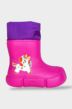 Çocuk Kışlık Su Geçirmez Yağmur Botu FUŞYA - MOR